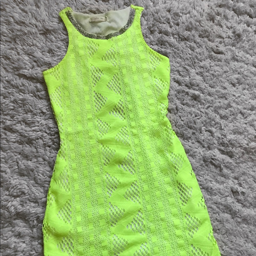 Just Me Neon Yellow-Lime Bodycon Dress